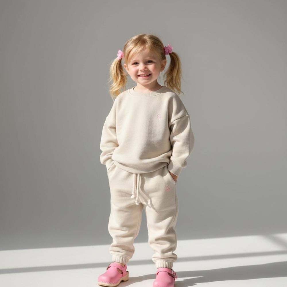 Zara kids Cream Flowers 2 Piece Embroidered Detail Sweatshirt & Pants